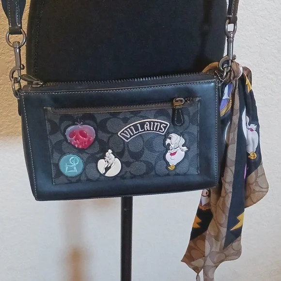 Coach Villians Crossbody Bag With Patches, Pouch And Villian Hankerchief - Picture 3 of 16